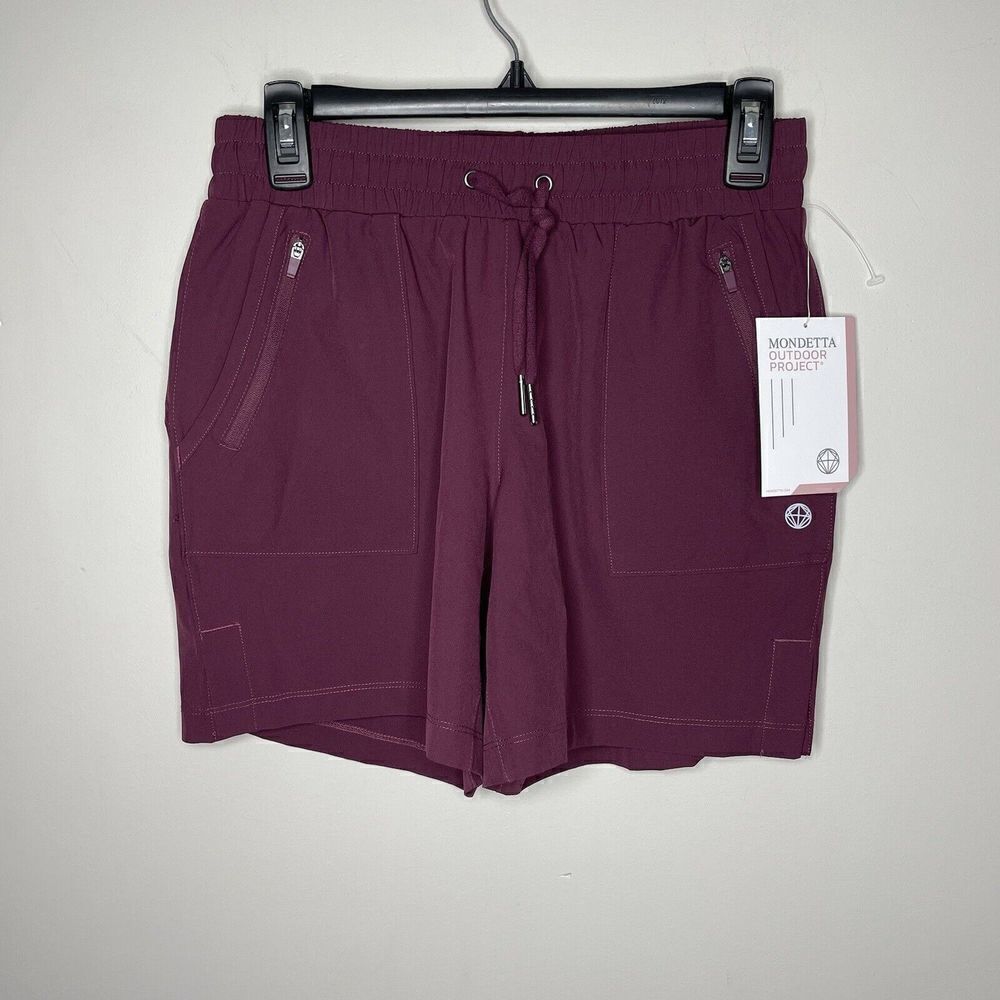 MONDETTA Shorts Womens Small Athletic Performance Pull-On NEW Wine Drawstring